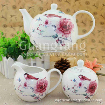 1pc Tea Pot And 1pc Sugar Potand 1pc Milk Pot Ceramic Cheap Teapot